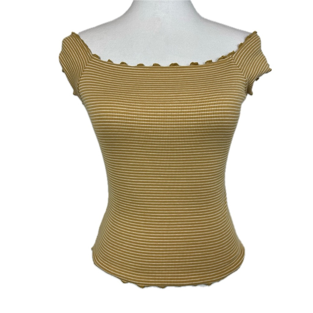 Aeropostale Off Shoulder Striped Baby T-shirt Sz S Casual Stretchy 90s Y2K Cute